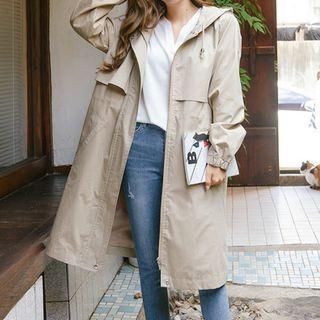 Plus Size Hooded Zip-up Coat