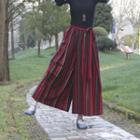 Striped Wide-leg Pants Stripes - Red - One Size