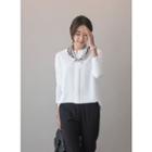 Round-neck Open-placket Top