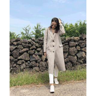Plaid Wool Blend Coat With Vest Liner