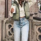 Padded Cropped Zip-up Vest