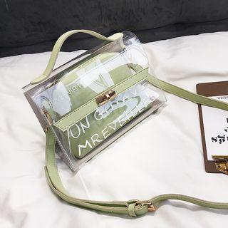 Lettering Clear Crossbody Bag With Zipper Bag