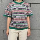 Patterned Short-sleeve Sweater