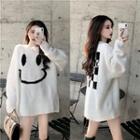 Printed Oversize Sweater White - One Size
