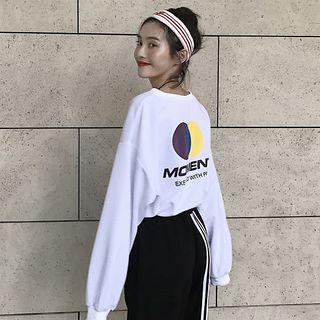 Printed Lettering Drawstring Hem Pullover