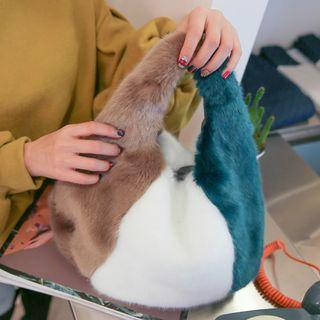 Color-block Faux-fur Hobo Bag