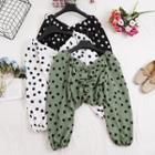Shirred Dotted Cropped Chiffon Top