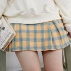 Box-pleat Plaid Miniskirt