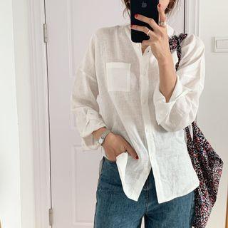 Pocket-front Long-sleeve Loose-fit Shirt