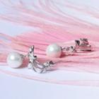 925 Sterling Silver Bow Faux Pearl Dangle Earring 1 Pair - Silver - One Size