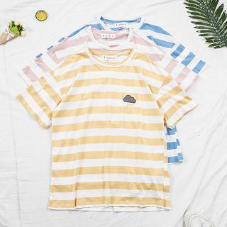Color Block Embroidered Short Sleeve T-shirt
