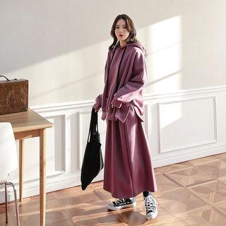 Set: Brushed-fleece Lined Hoodie + Maxi Skirt