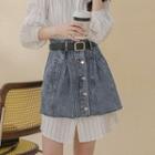Striped Mini Shirtdress / Denim Mini Skirt