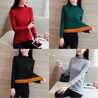 Fleece-lined Mock Neck Sweater
