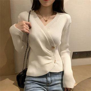 Ribbed Shirred Cardigan