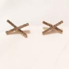 925 Sterling Silver Rhinestone Stud Earring 1 Pair - S925 Silver - Gold - One Size
