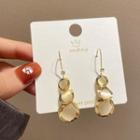 Cat Eye Stone Dangle Earring A391 - 1 Pair - Gold - One Size