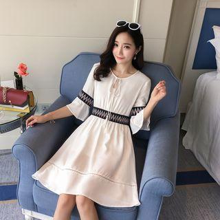 Patterned Bell-sleeve A-line Dress