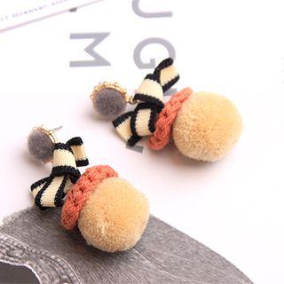 Bow Pom Pom Earring