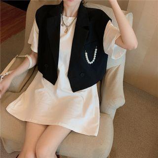 Button-up Vest / Short-sleeve Plain T-shirt