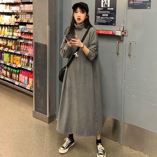 Mock Neck Midi Sweatshirt Dress