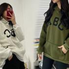 Letter Snap-button Napped Hoodie
