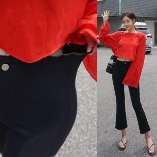 Fringe-edge Boot-cut Pants