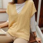 Sleeveless Boucl  Cable-knit Top