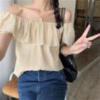 Off-shoulder Plain Top Yellow - One Size