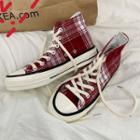 Plaid Lace-up High-top Sneakers
