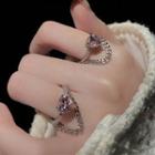 Heart Rhinestone Chained Alloy Open Ring