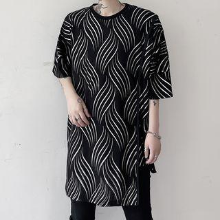 Geometric Print Asymmetrical Oversized Top