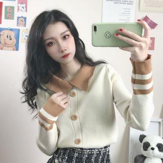 Two Tone Peter Pan Collar Knit Top