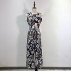 Flower Print Sleeveless Cropped Wide-leg Jumpsuit