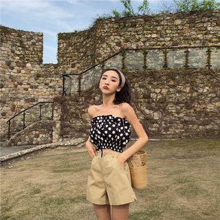 Slit-side Plain High Waist Shorts