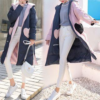 Reversible Heart Pocket Zip Hooded Padded Coat