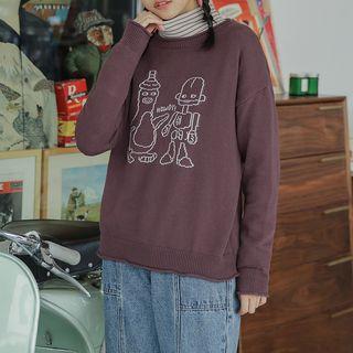 Long-sleeve Cartoon Knit Top
