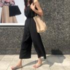 Button-front Band-waist Jumpsuit