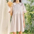 Elbow-sleeve Sailor Collar Mini A-line Dress