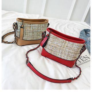 Tweed Color Panel Crossbody Bag