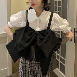 Ribbon Camisole Top / Puff-sleeve Blouse