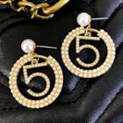 Faux Pearl Dangle Earring 1 Pair - Silver Needle - Number5 - One Size