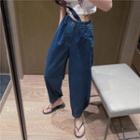 Single-strap High-waist Straight-leg Jeans