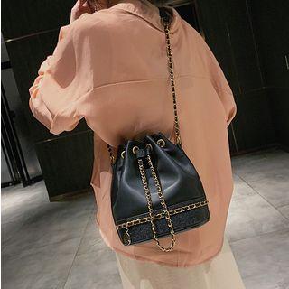 Faux Leather Drawstring Bucket Hat