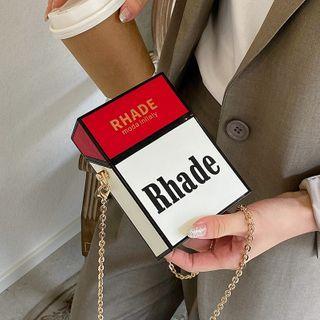 Two-tone Lettering Chain Crossbody Bag
