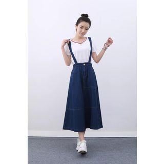 Stitch-accent Denim Jumper Skirt