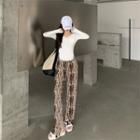 Long-sleeve Top / Print Straight Leg Pants