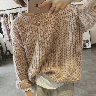 Plain Chunky-knit Sweater