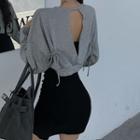 Open Back Pullover / Spaghetti Strap Mini Sheath Dress