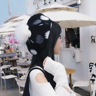 Dotted Pom Pom Beret
